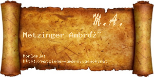 Metzinger Ambró névjegykártya